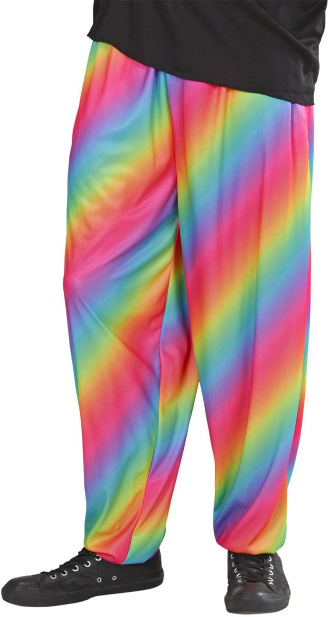 Jaren 80 & 90 Kostuum | Baggy Broek 80s Regenboog Kleuren Man | Medium / Large | Carnaval kostuum | Verkleedkleding